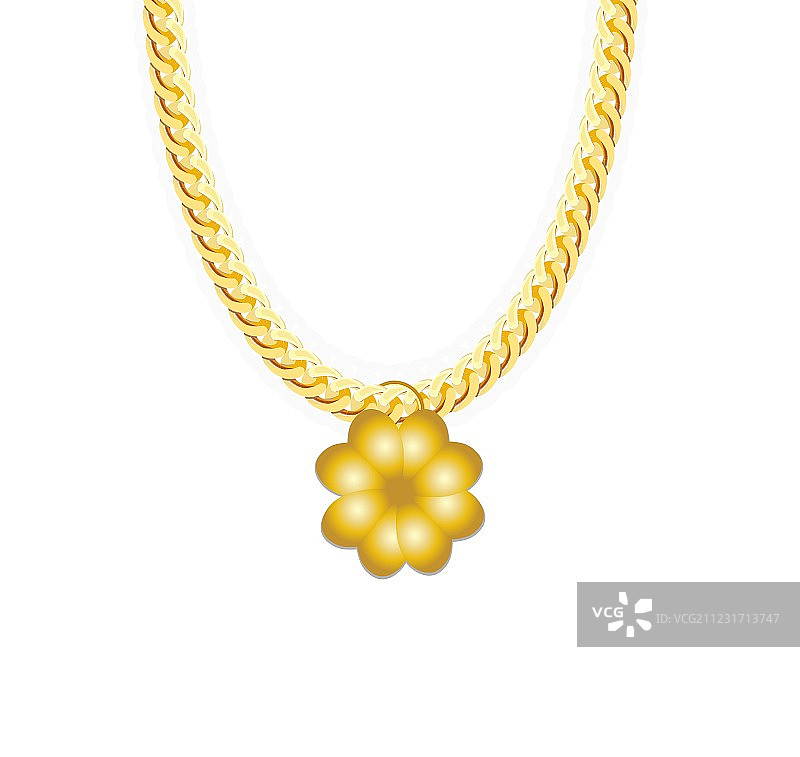 带四叶草的金色链条首饰图片素材