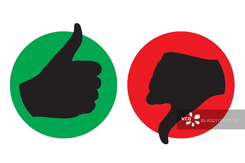 点赞和倒踩图标剪影图片素材