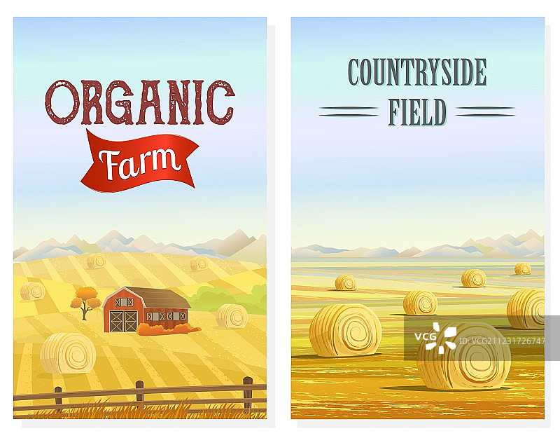 乡村麦垛田野风光图片素材