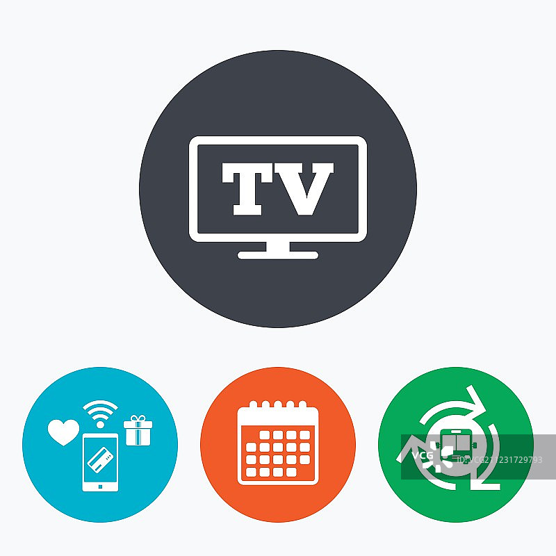 宽屏电视图标：电视机符号图片素材