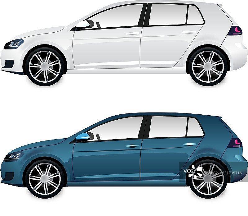 蓝色和白色汽车图片素材