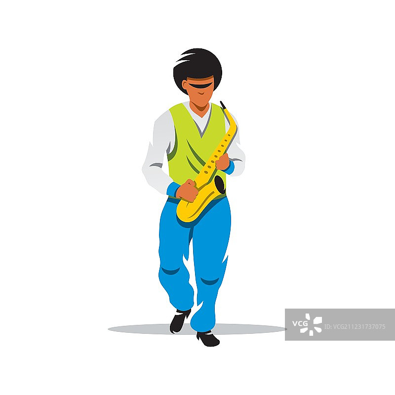 卡通萨克斯演奏者图片素材