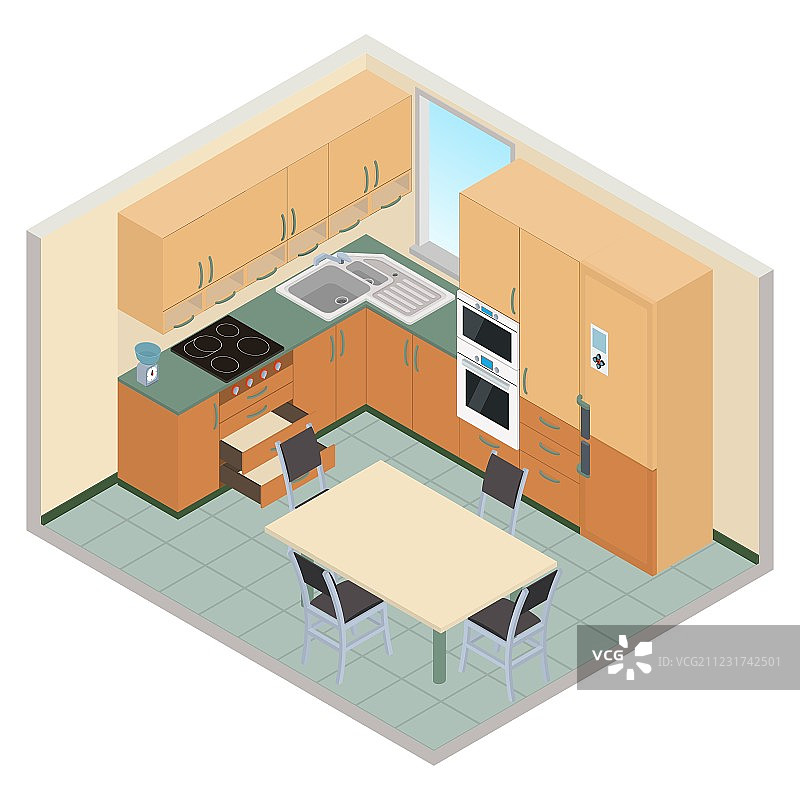 2.5D厨房室内设计图片素材