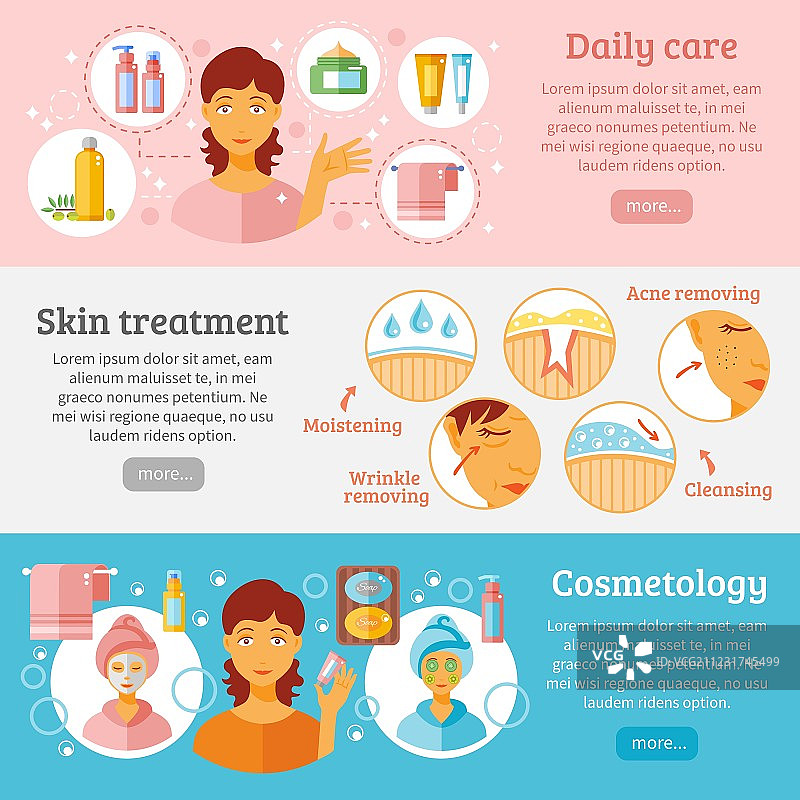 皮肤美容横幅套装图片素材