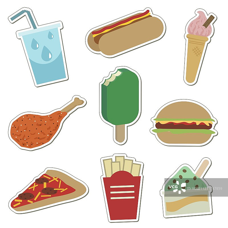 快餐食品贴纸图片素材
