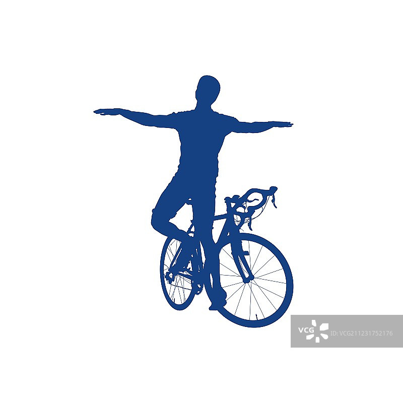 骑自行车的人的剪影图片素材