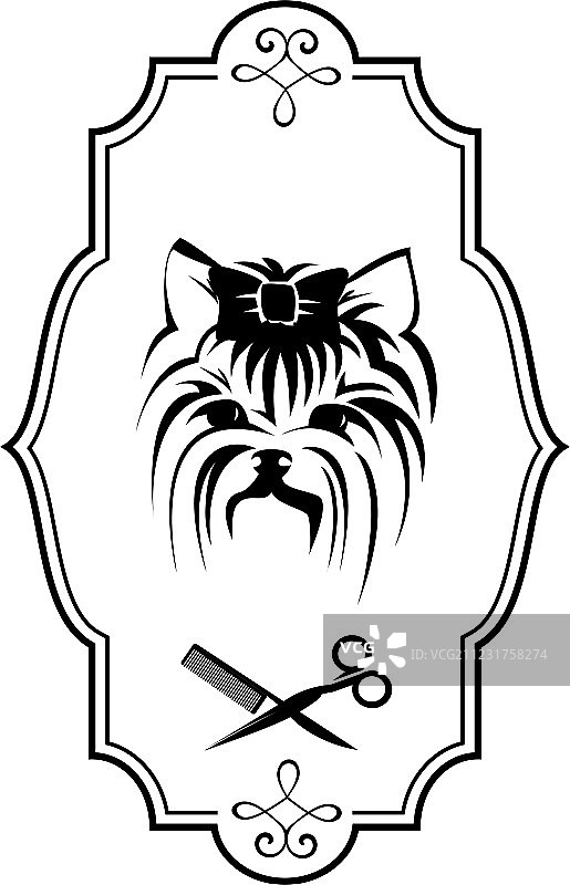 约克夏犬宠物美容店logo设计图片素材
