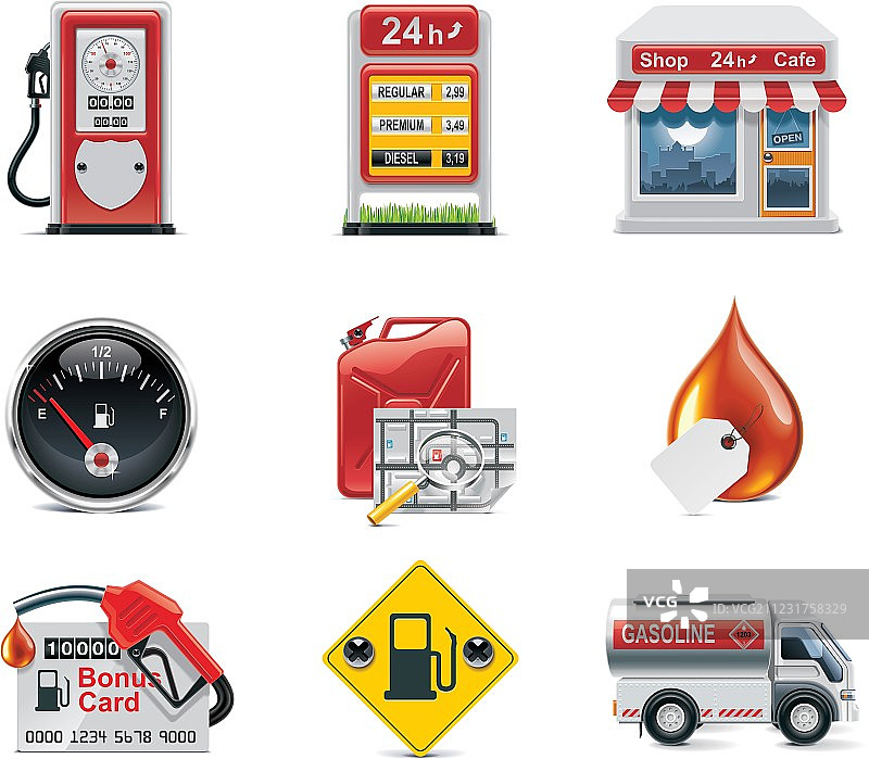 加油站图标矢量图图片素材