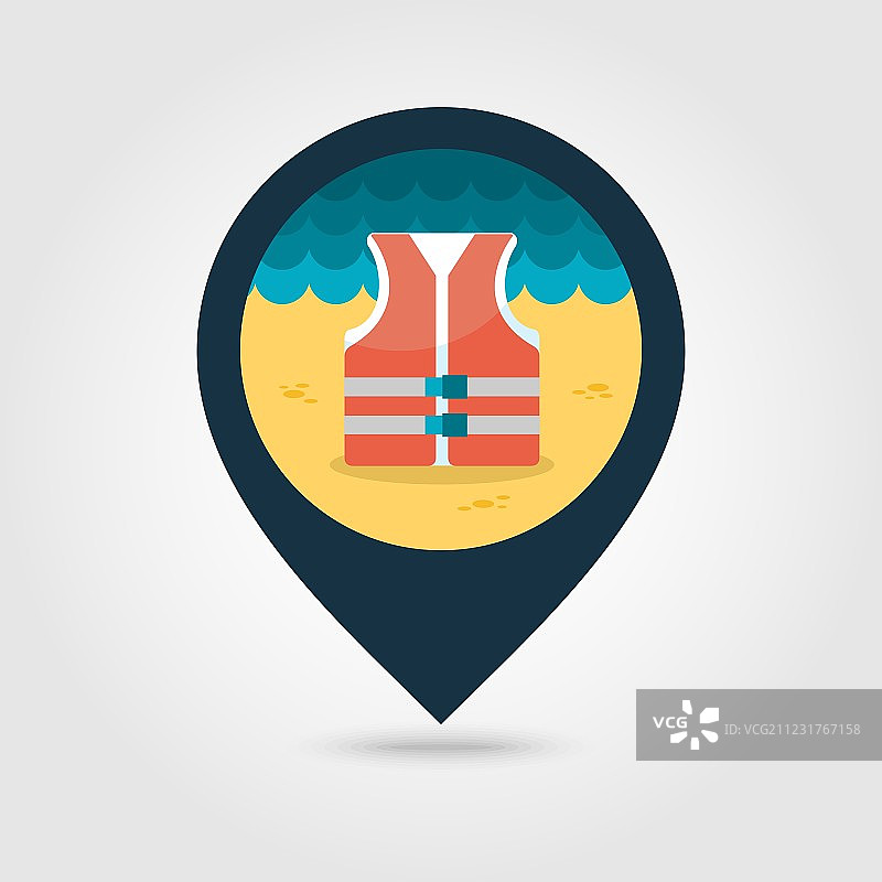 夏季假期救生衣定位图标图片素材