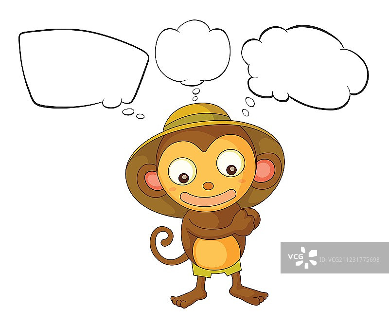带空白对话框的小猴子图片素材