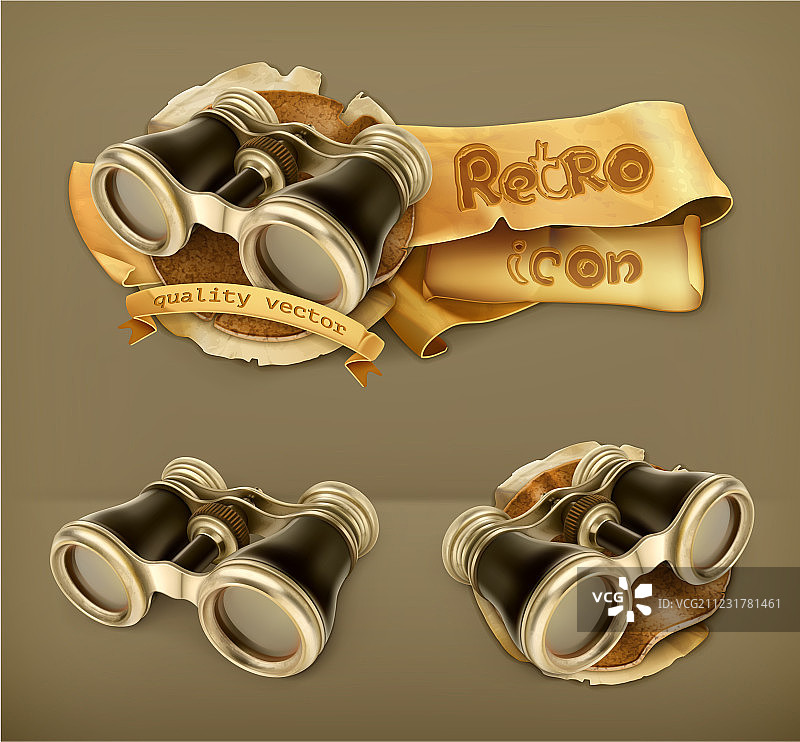复古双筒望远镜图标图片素材