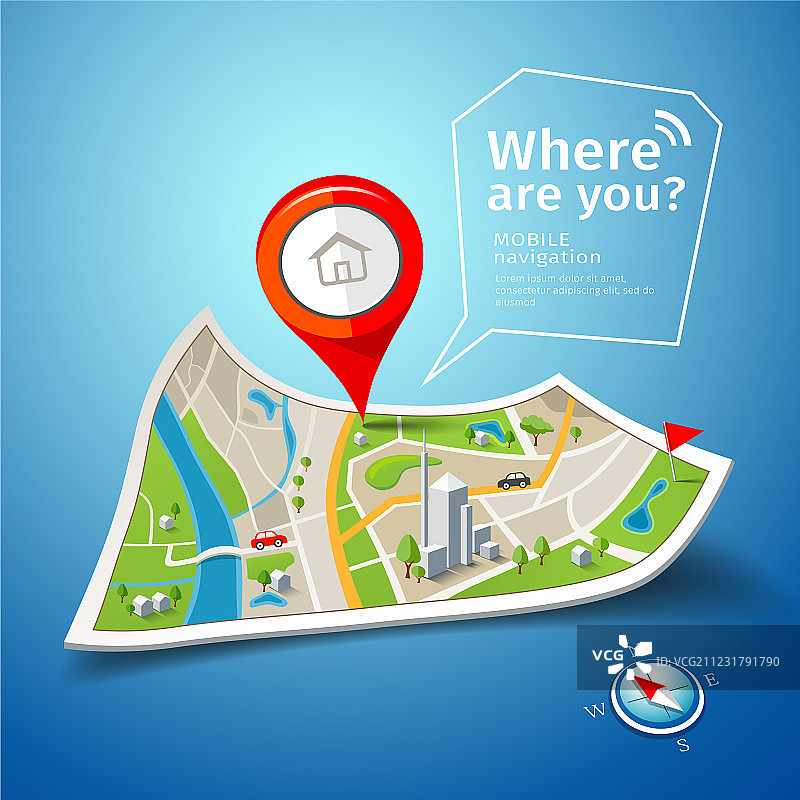 地图点导航折叠地图导航图片素材