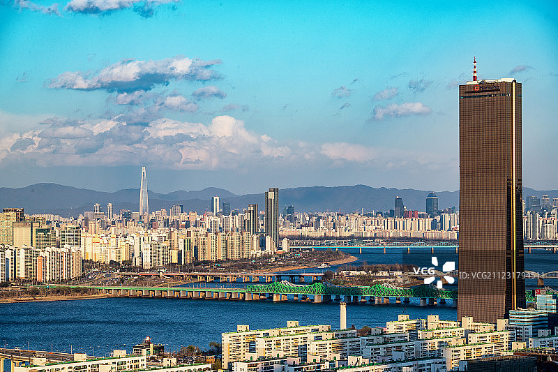 韩国首尔汝矣岛63大厦城市景观图片素材