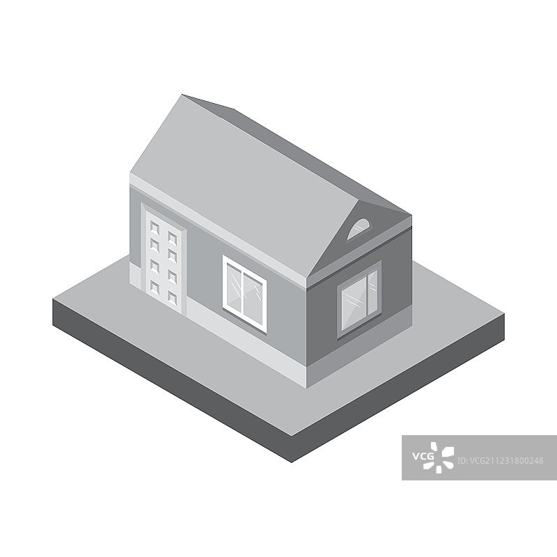 2.5D房屋3D村庄景观图标（灰色）图片素材