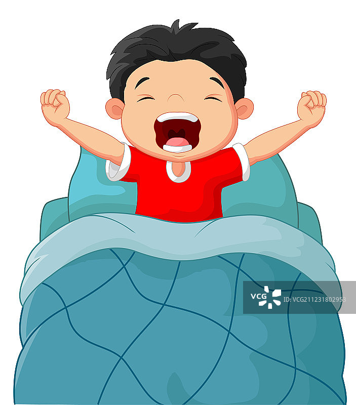 卡通儿童起床图片素材
