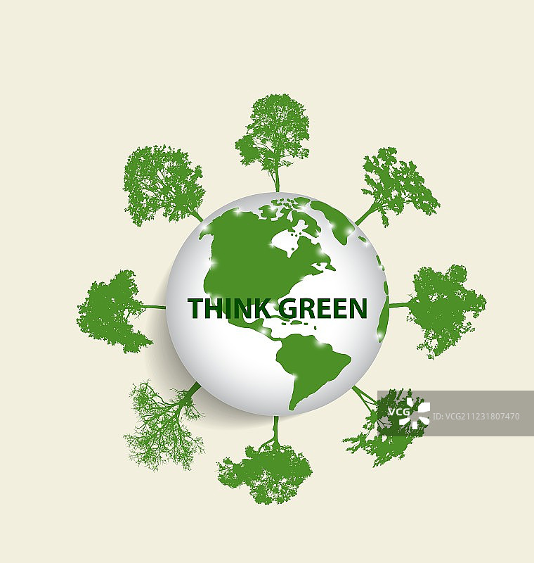 绿色生态地球与树木图片素材