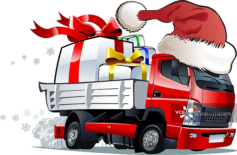 卡通圣诞卡车图片素材
