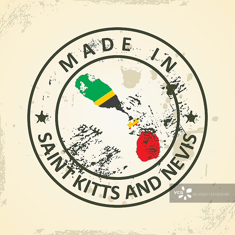 圣基茨和尼维斯地图旗帜邮票图片素材