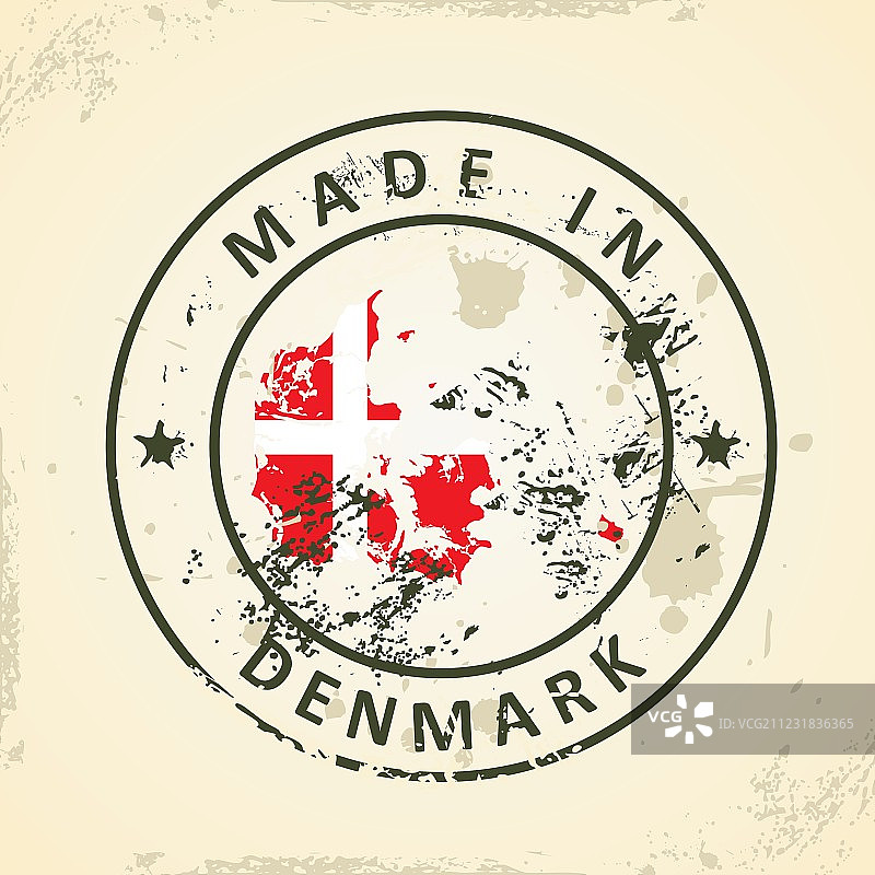 丹麦地图国旗邮票图片素材