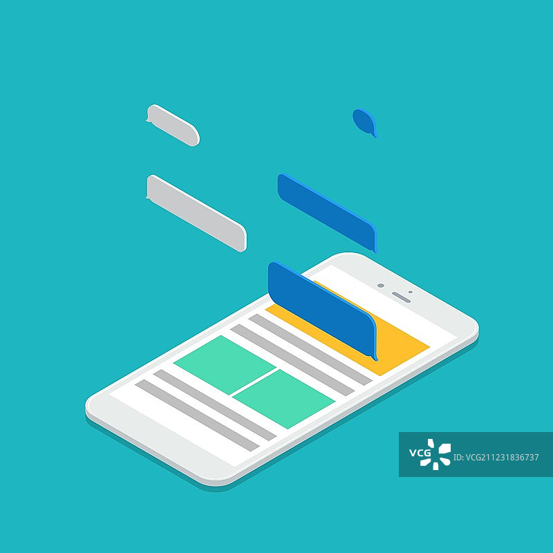 现代2.5D等距智能手机图片素材