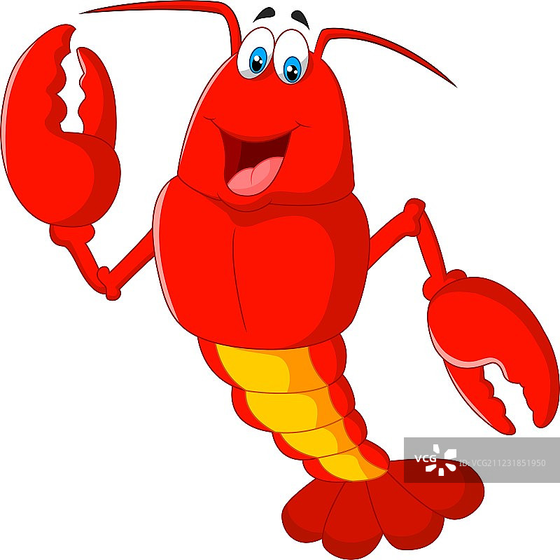 卡通龙虾挥手图片素材