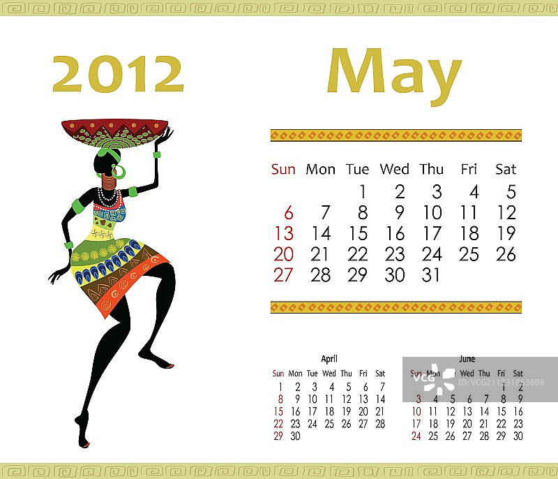 2012年日历与非洲女性图片素材