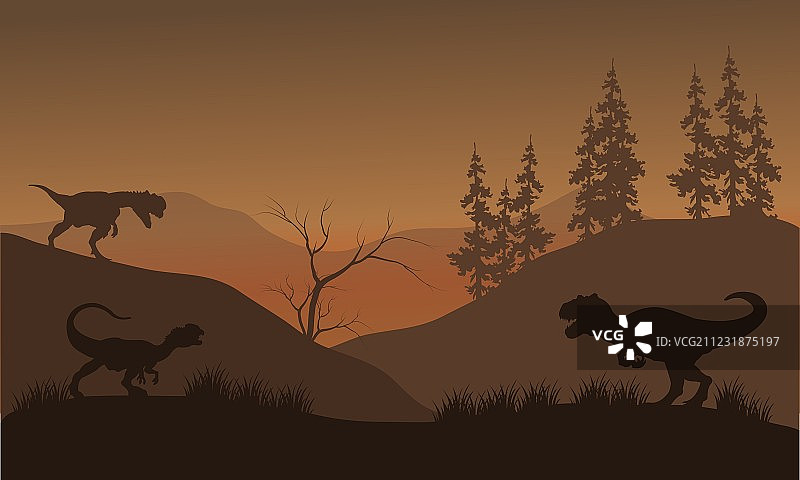 双脊龙剪影图片素材