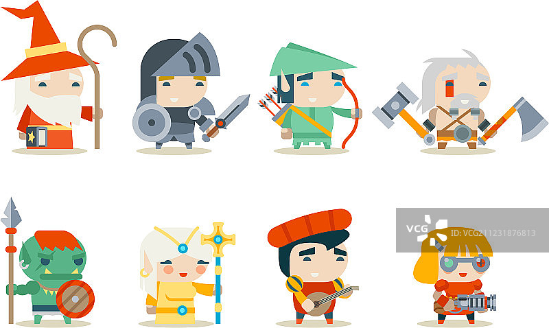 奇幻RPG游戏角色图标集图片素材