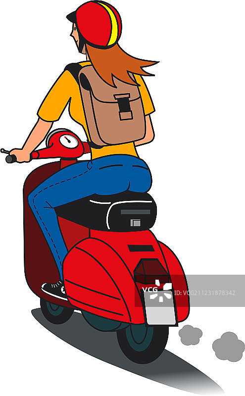 骑滑板车的女孩图片素材