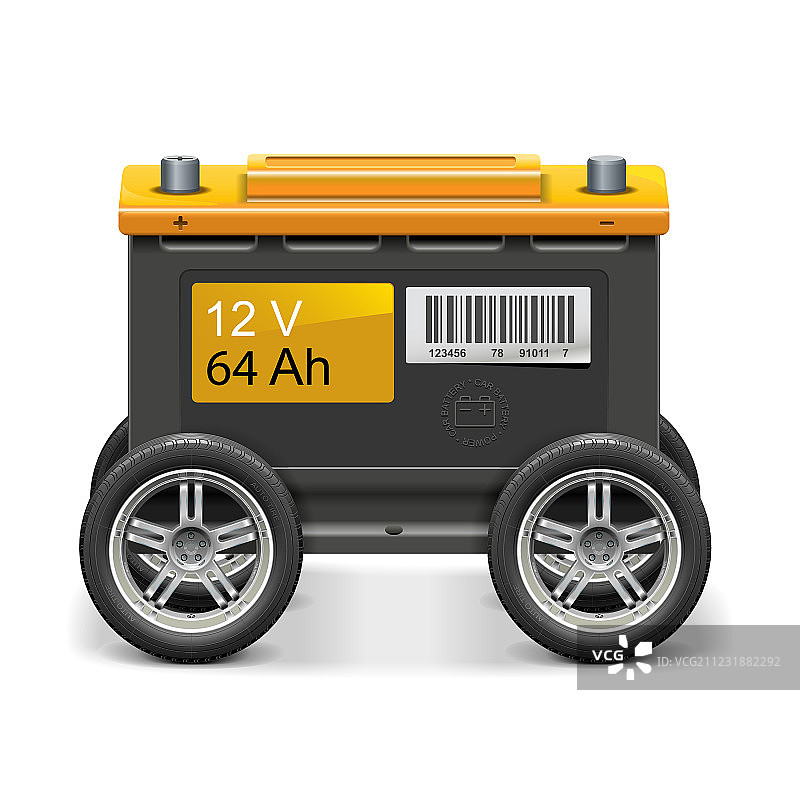 车轮上的汽车电池图片素材