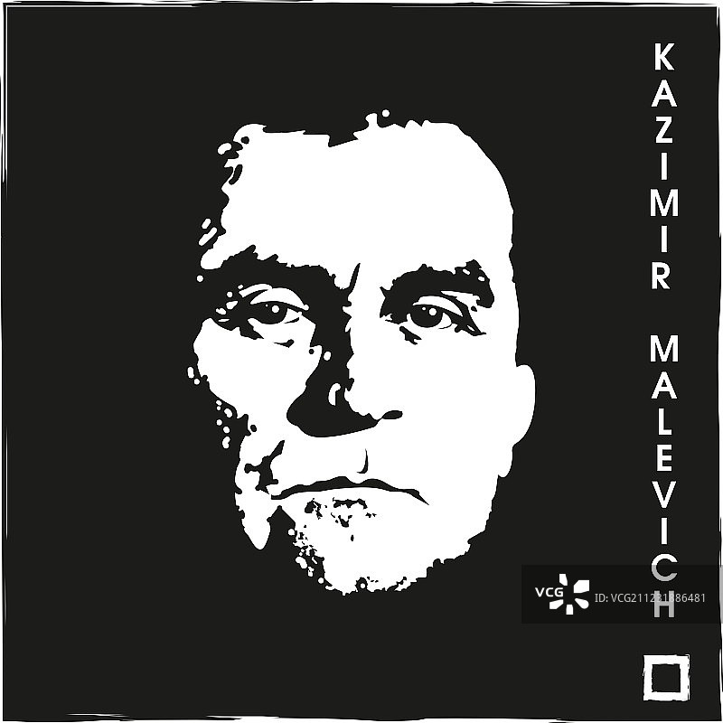 艺术家卡济米尔·马列维奇与黑色方块图片素材