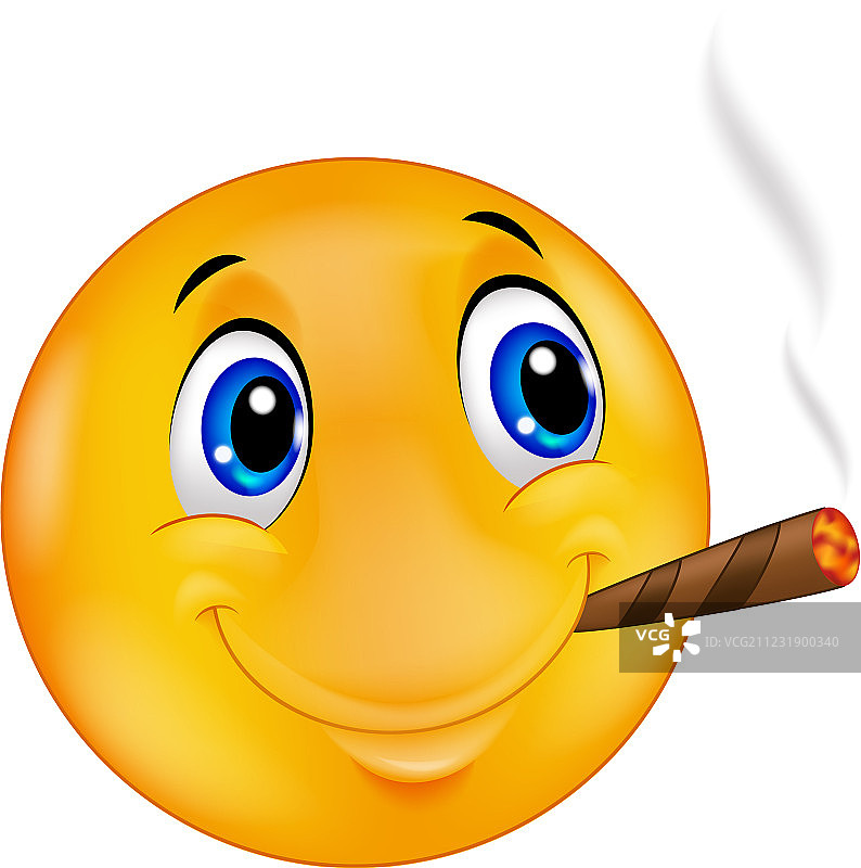 抽雪茄的笑脸表情符号图片素材