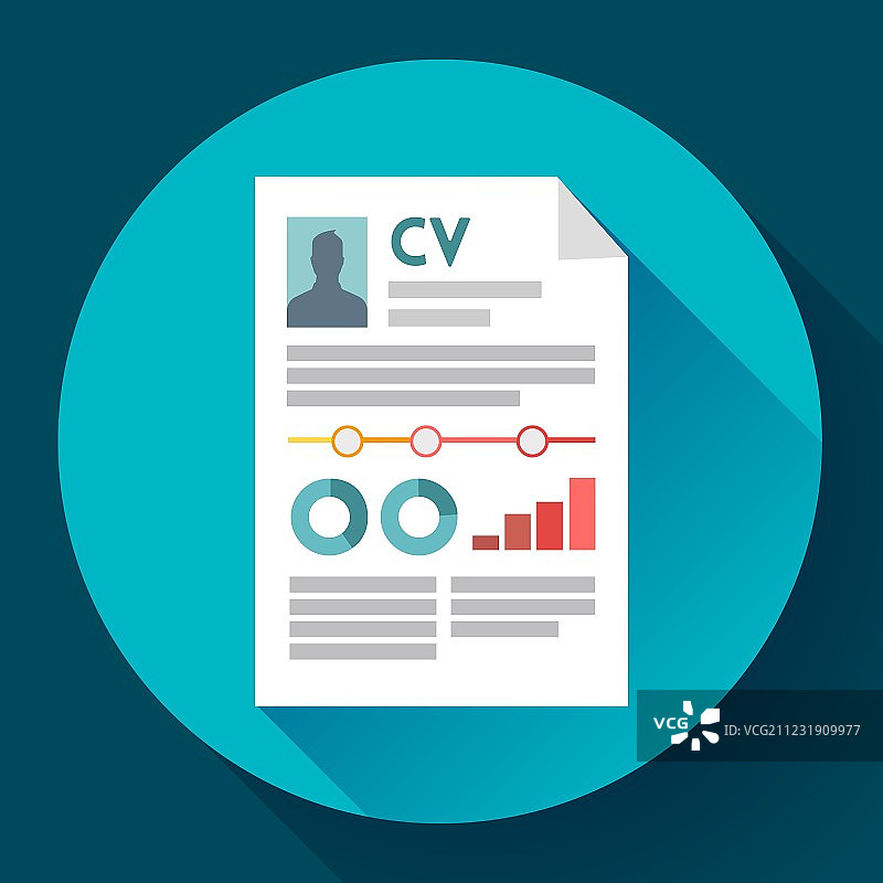 简历图标现代扁平风格图片素材