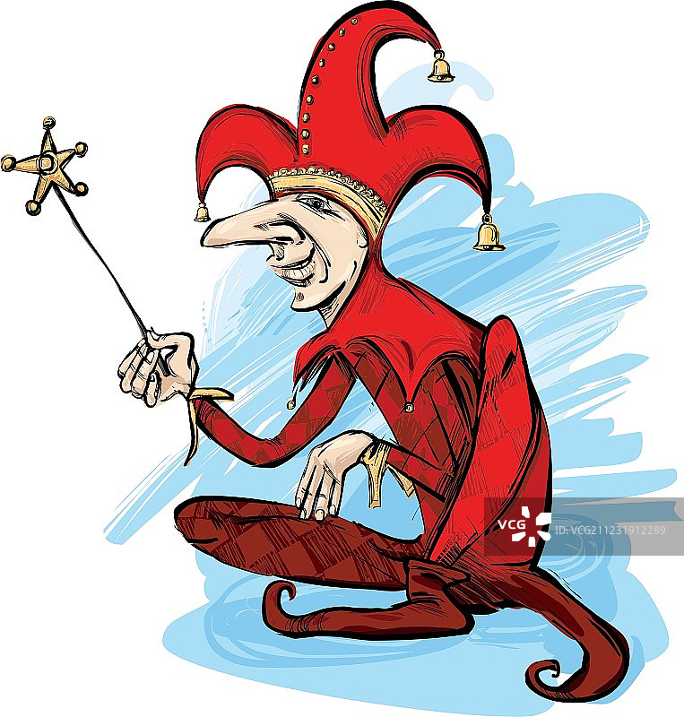 红色服装的宫廷小丑图片素材