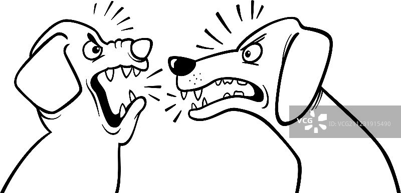 愤怒的狗叫声着色页图片素材