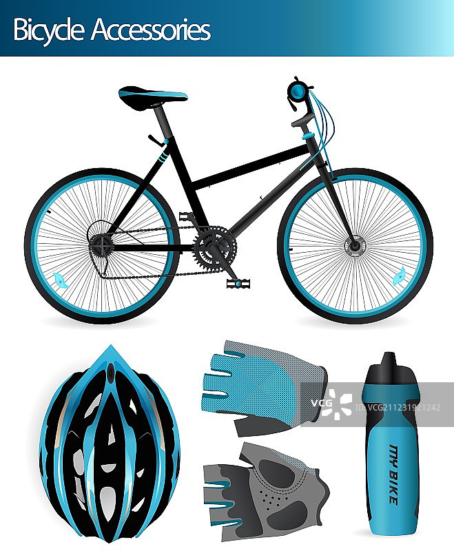 带自行车头盔的山地自行车图片素材