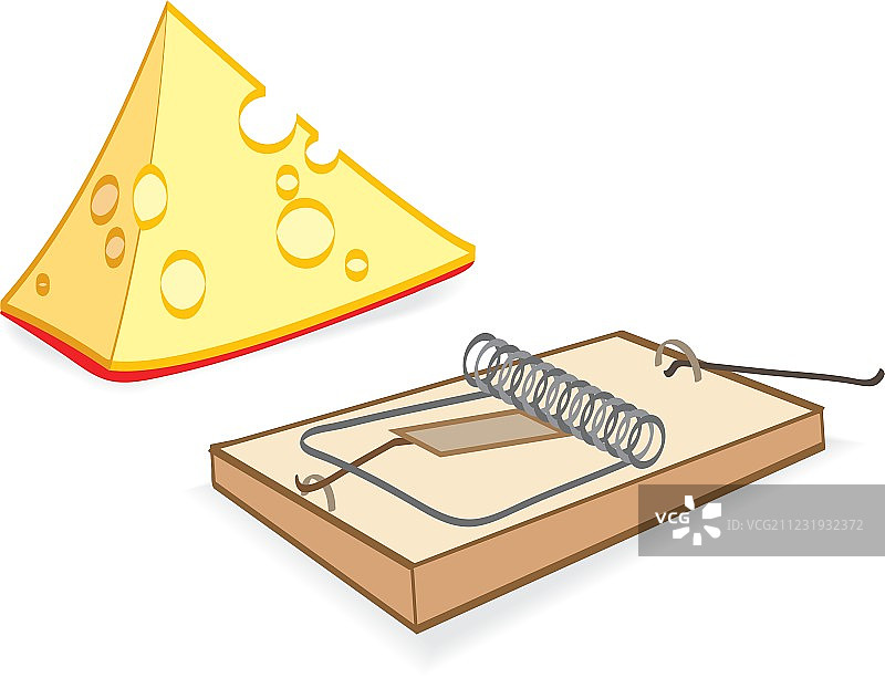 奶酪和捕鼠器卡通图片素材