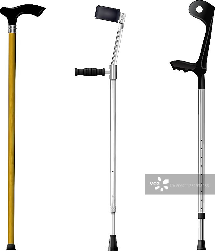 白色背景上的一组矫形手杖图片素材