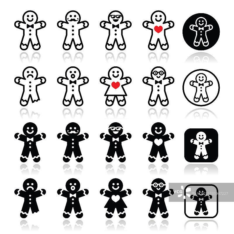 姜饼人圣诞图标合集图片素材