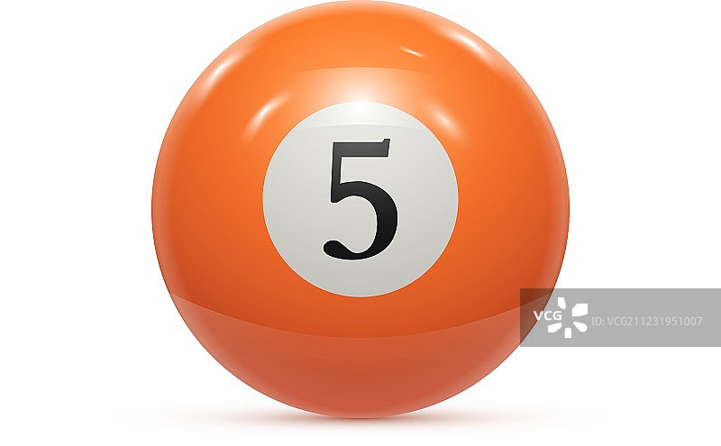 白色背景上孤立的台球5号球图片素材