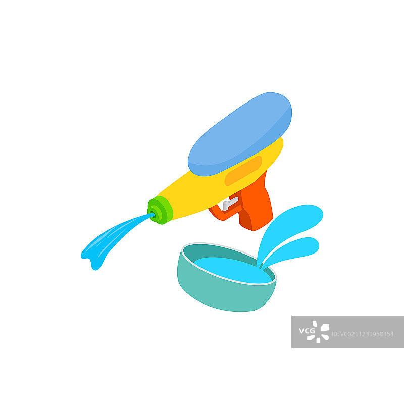 泼水节水枪图标2.5D设计图片素材