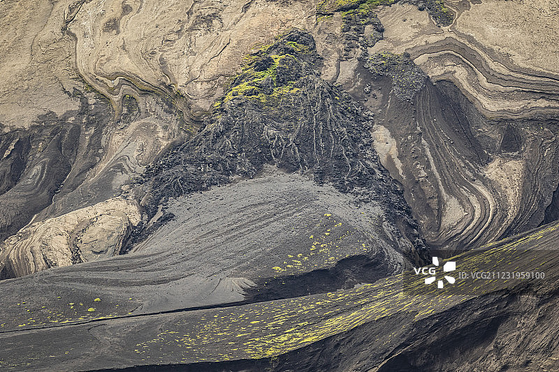 冰岛海岸火山岛屿苏尔特塞地质抽象图案的特写图片素材