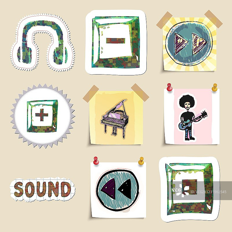 手绘音乐标志图案合集图片素材