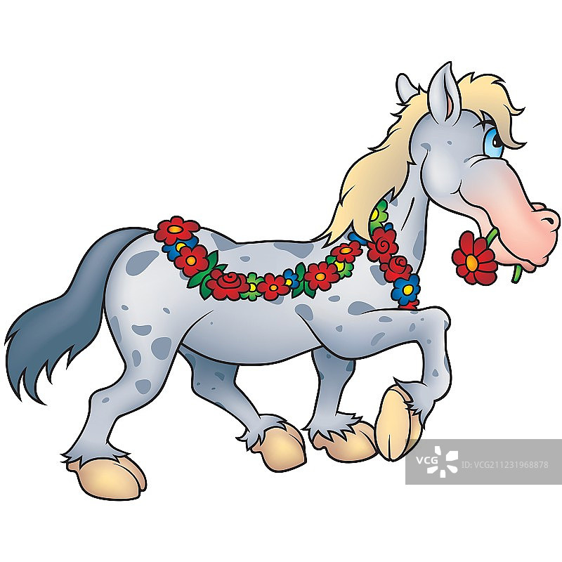 马和鲜花图片素材