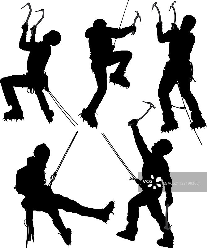 攀冰者剪影图片素材