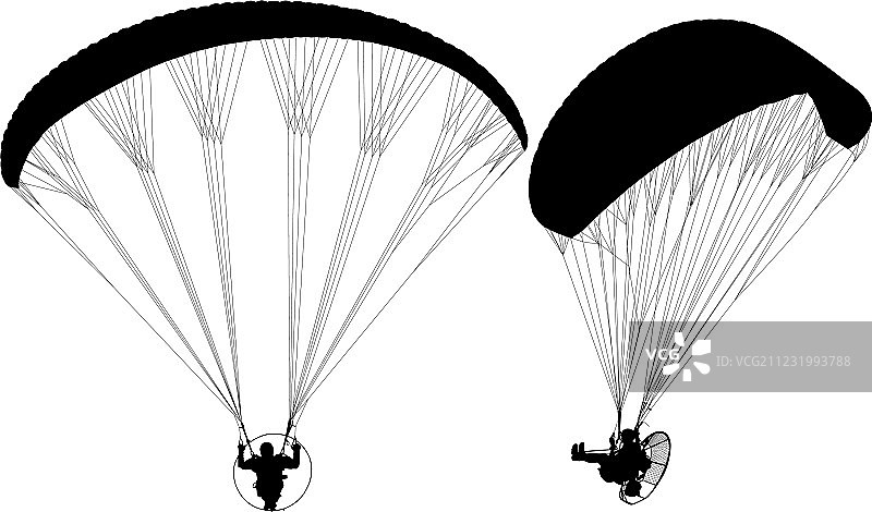 带动力伞剪影的滑翔伞图片素材