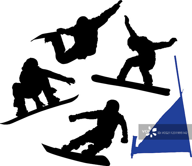 单板滑雪板剪影图片素材