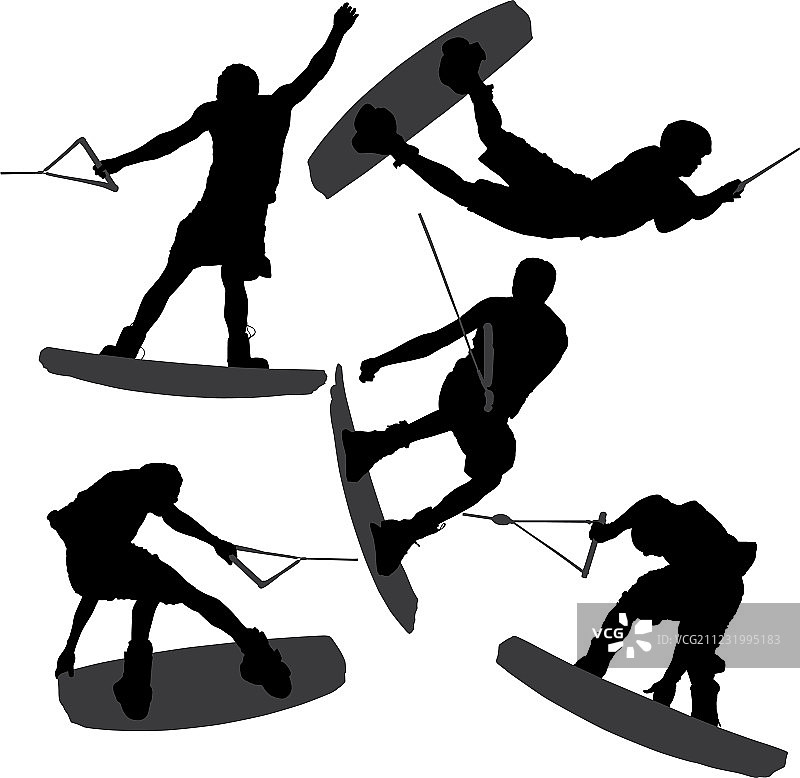 滑水运动剪影图片素材