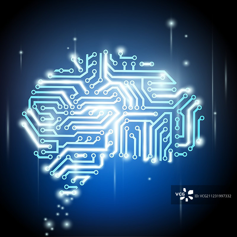 作为电脑芯片的人脑图片素材