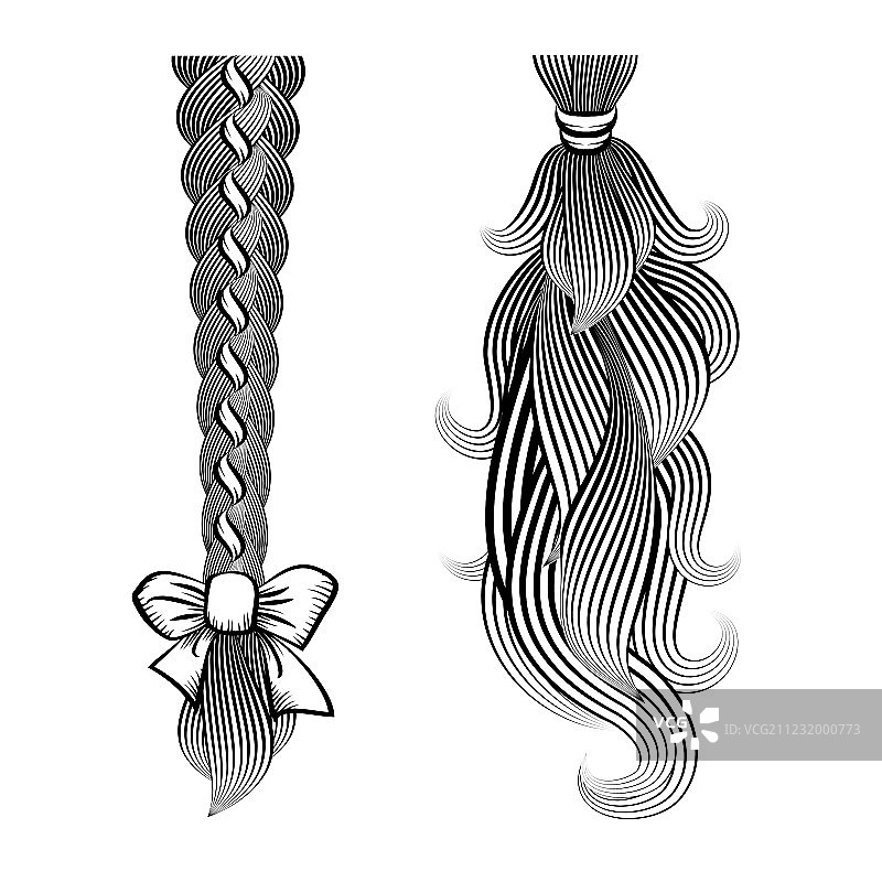 松散的辫子和马尾辫发型图片素材